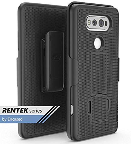 LG V20 Belt Case, Encased (RenTek Series) Cover Shell w/Secure-fit Holster Combo Clip (Smooth Black)