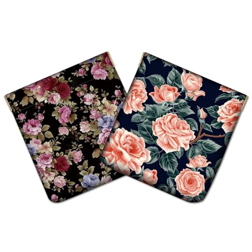 CREATCABIN 2 bolsa Organizadora con Cierre A Presión Pequeña Bolsa de Maquillaje Bolsa de Cuero Portátil con Cierre Automático Organizador de Monedero Bolsa de Almacenamiento Billetera con Flores Negr