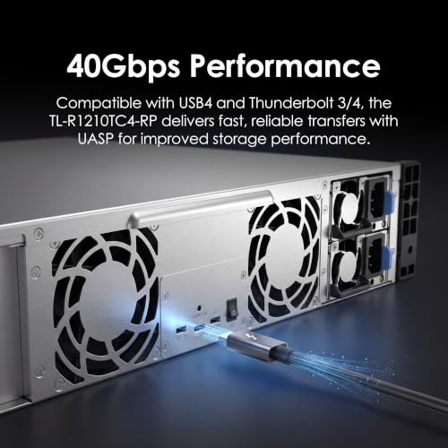Image of QNAP TL-R1210TC4-RP 12-Bay Rackmount USB 4 Type-C JBOD Enclosure | Redundant Power, Up to 40Gbps Transfer