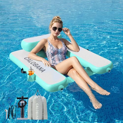 CALOBANA Inflatable Pool Floats Floating Chair Pool Lounger Float for Adult Floaties Rafts Chair for Pool Lake River Beach Party Grey & Mint Green