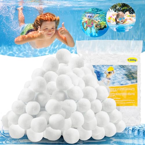 Vleuexe Bolas Filtro Piscina 1300g,Bolas Depuradora Piscina Bola de Filtro de Piscina para Sistemas de Filtro de Arena, Reemplaza 45kg Arena de Filtro, Limpiador de Piscinas Sistema de Filtro
