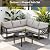 Patio Furniture Set, 6-piece Metal Sectional Furniture Sofa with Coffee Table, L Shaped Outdoor Couch with Olefin Cushion, Highback Frame, Outdoor Patio Conversation Sets for Balcony Backyard, Grey