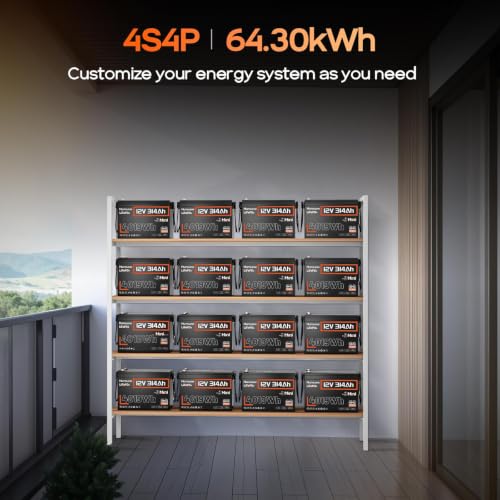 Image of HumsiENK 4 Pack 12V 314Ah (300Ah) LiFePO4 Lithium Battery with Bluetooth