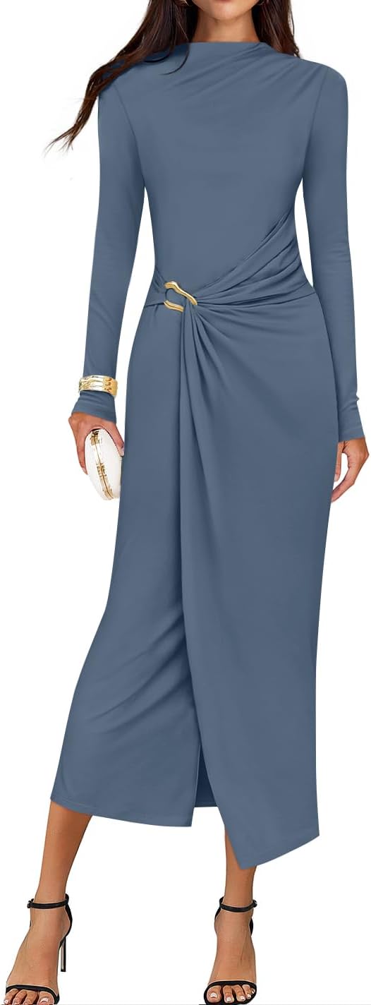 ZESICA Women’s 2025 Fall Long Sleeve Bodycon Dress Mock Neck Wedding Guest Cocktail Party Long Midi Dresses ZESICA Women’s 2025 Fall Long Sleeve Bodycon Dress Mock Neck Wedding Guest Cocktail Party Long Midi Dresses