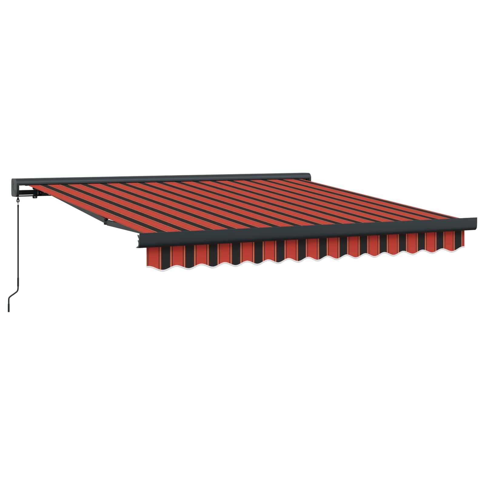 Manuelle Kassettenmarkise mit Handkurbel und Aluminiumrahmen als einziehbare Markise für Terrasse und Sonnenschutz für Balkon in Rot und Schwarz 300 x 250 cm