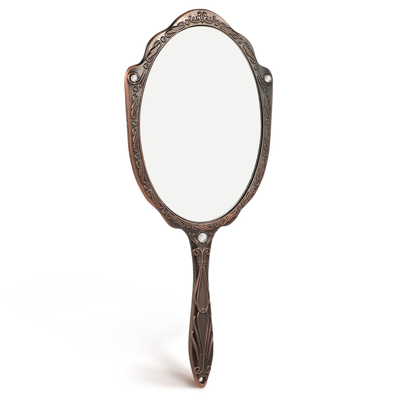 SEWACC Handheld Makeup Mirror with Handle Vintage Portable Makeup Hand Mirror for Ladies Travel Compact-image-46