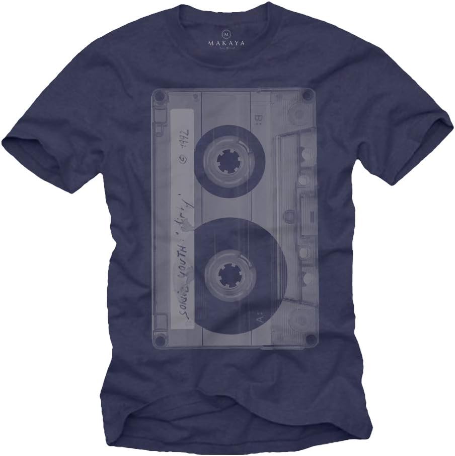 MAKAYA Music T-Shirt for Men Oldschool Vintage Tape Black