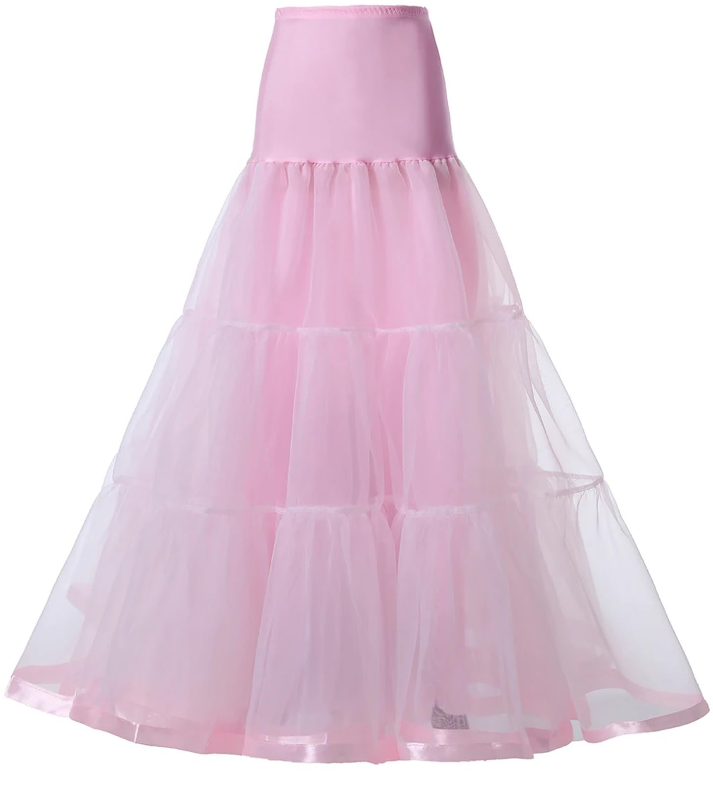 Jupon sous Robe Femme Jupon à Volants de 98 cm de Long, Crinoline, Vintage, for Robe de mariée, sous-Jupe, Tutu, balançoire, avec Bordure en Ruban(Blue,S-M)