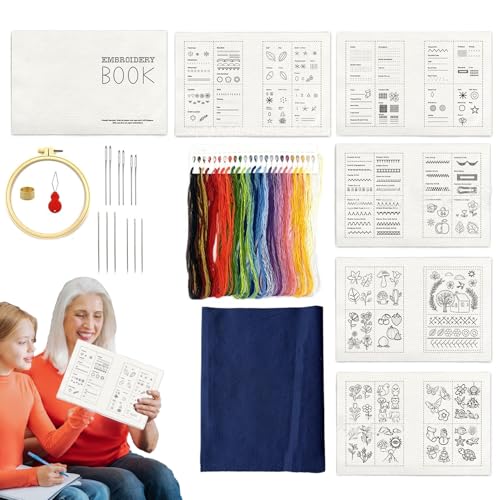 Genérico Kits de Bordado para Adultos,Libros de Costura para Novatos y Aficionados | Guía Reutilizable de Materiales Proyectos Divertidos Manualidades Decoración Hogar Mujeres Hobby