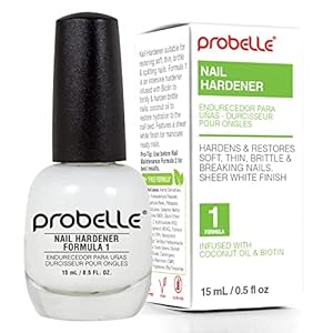 Probelle Nail Hardener Formula 1 – Repair Damaged Nails, Extra Strong Nail Growth Base Coat For Brittle Nails, Grows and Strengthens Soft, Weak Nails, Aids Splitting, Breaking, Peeling Nails
