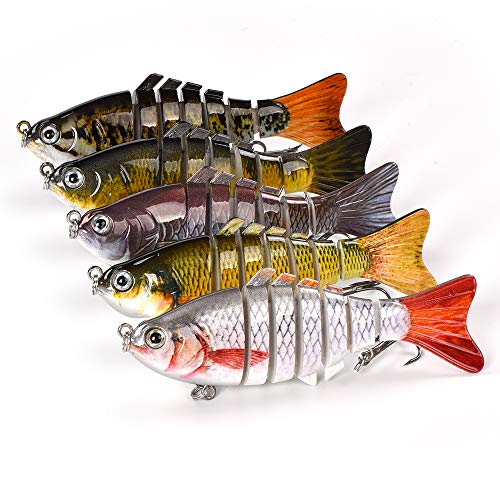 watalure Bass Fishing Lure 6 Segment Lifelike Multi Jointed Swimbait Slow Sinking Glidebait for Bass Trout Freshwater Saltwater (5pcs-Set2) - Thumbnail 2