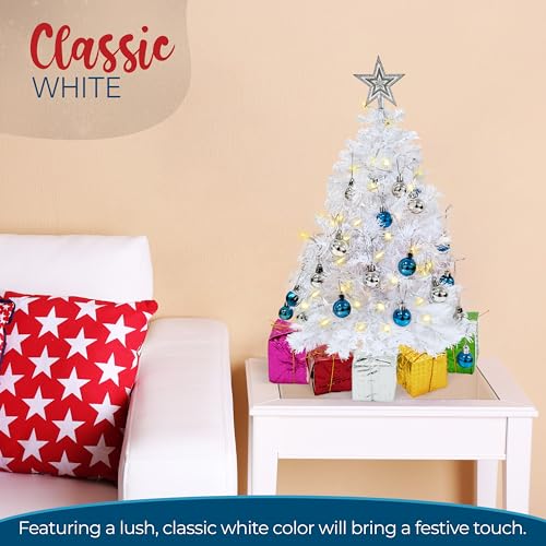 4esnovelty23inchprelitminiwhitechristmastreewithlightstopperornamentsgiftboxesdesktabletopchristmastreesmallforhomebedroomofficedecorations Urban Country Home Decor 4es novelty 23 inch prelit mini white christmas tree with lights topper ornaments gift boxes desk table top christmas tree small for home bedroom office decorations urban country home decor