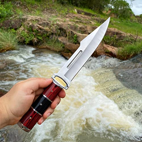 Faca Tática Militar de Caça Camping Pesca Afiada Fulltang Churrasco Inox C/ Bainha