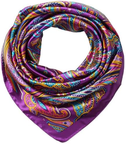 corciova 35x35 Large Square Satin Hair Scarf for Women – Silk-Fee...