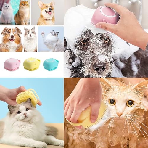 Image of 4‑in‑1 Pet Grooming Set - Self‑Cleaning Slicker Deshedding Brush + Silicone Bath & Massage Tool + Adjustable Rubber Bath Scrubber + Ergonomic Nail Clippers - for Dogs & Cats