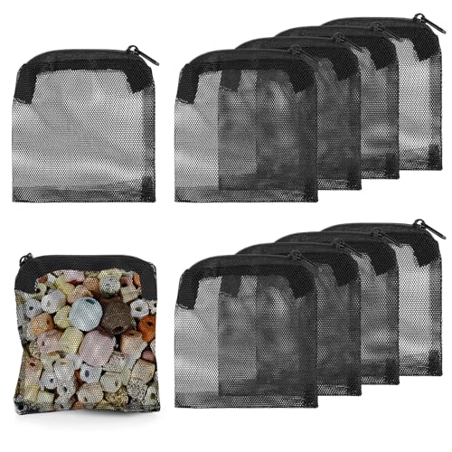 Tucnoeu Lot de 10 sacs en maille fine pour aquarium avec fermeture éclair en plastique - Convient pour charbon actif, pierres filtrantes, anneaux en...