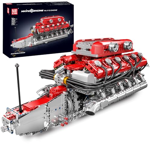 Mould King 10169 V12 Engine Model Kit That Works - Build Your Own MOC V12 Engine Building Toy,...