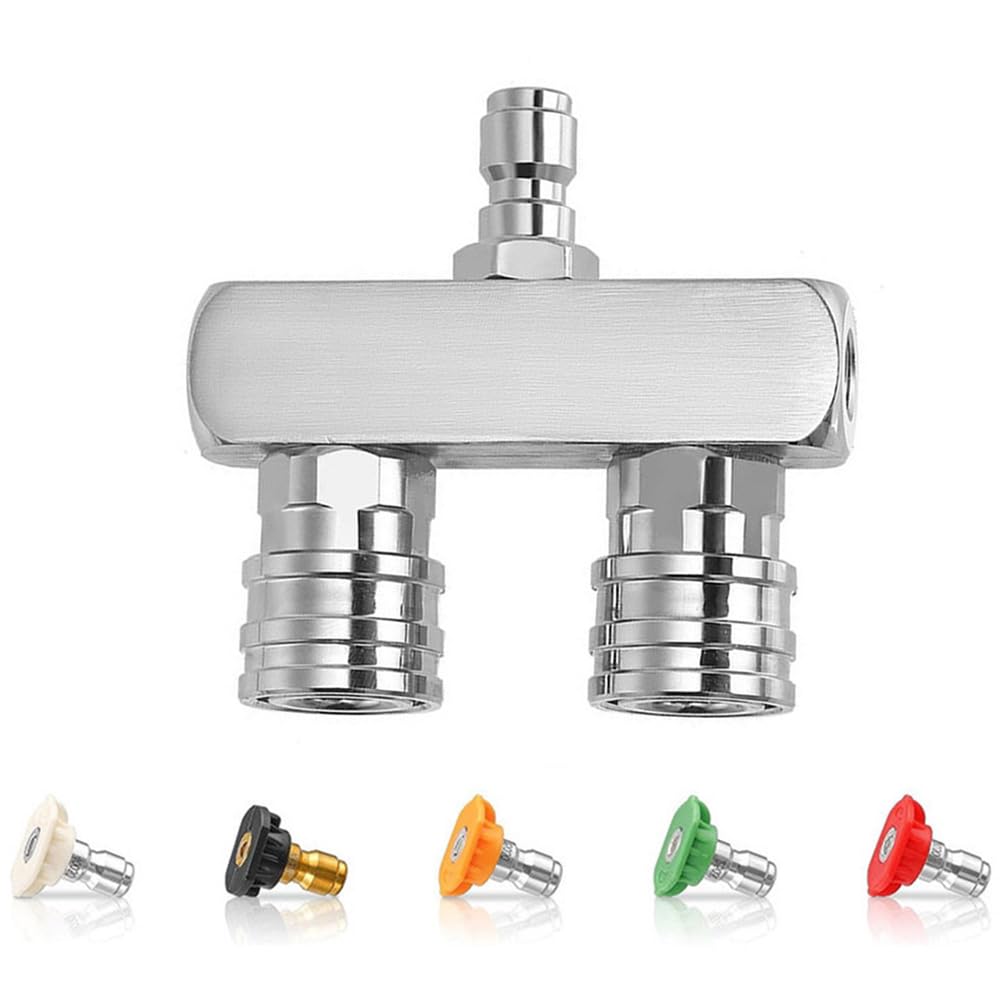 Boquilla de lavadora a presión dual de 5000 PSI, punta de boquilla de lavadora eléctrica 2 en 1 con 5 boquillas de pulverización, conexión rápida de 1/4 pulgadas, boquilla de lavadora a presión