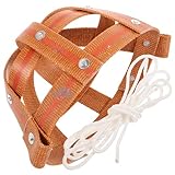 AKOOSY Maschera per la Bocca del Cavallo in Pelle Leggera Museruola Anti-Morso e Cordino in Nylon da 3 Metri Protezione Traspirante per Cavalli da Fattoria Contro Morsi e Abbai Misura