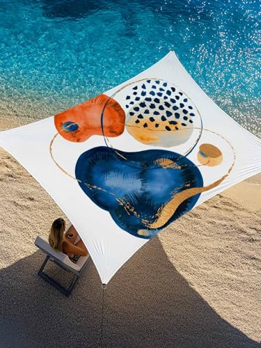 Abstract Geometric Sun Shade Sail 6.5' x 10' Blue Red