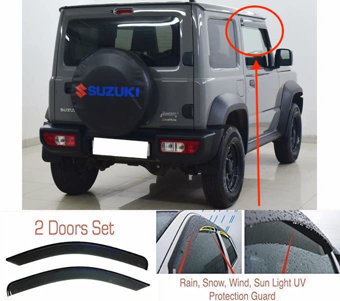Deflettori D'Aria ClimAir Per Suzuki Jimny 3P 2018 - Nero, Acrilico, Antipioggia E Antivento
