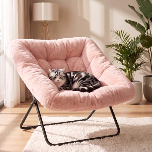 DUMOS Faux Fur Saucer Chair for Adults...