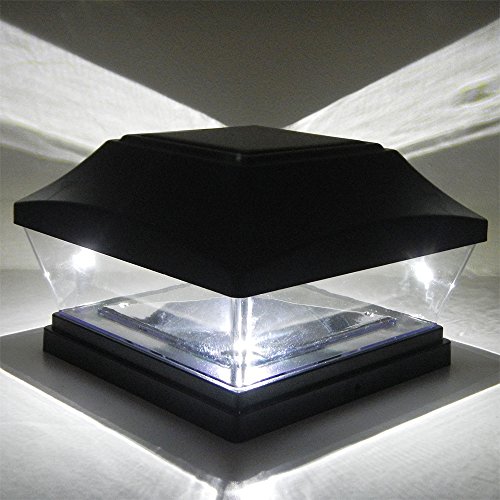 Iglow 4 Pack Brown Outdoor Garden 6 X 6 Solar Smd Led Post Deck Cap Square Fence Light Landscape Pvc Vinyl Wood #TOP4