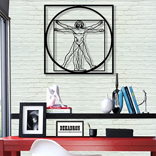 DEKADRON Murale en métal cartables Vitruvian Man-3d Murale Silhouette Décoration Murale en métal Home Office Décoration Chambre à Coucher Salle de séjour Décoration 23