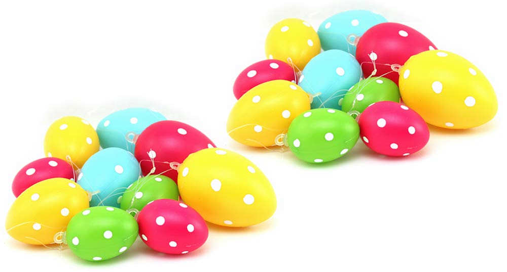 com-four® 20x Ostereier zum Aufhängen - Gepunktete Osterdeko in unterschiedlichen Farben - Deko Ostereier - Größe: 6 cm, 5 cm