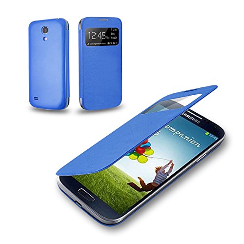 AMG Global Galaxy S4 Case - BLUE Smart View Book Case Cover for Samsung Galaxy S4, Screen Protector Included