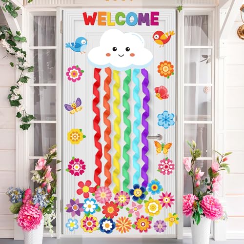 Décoration de porte de bienvenue arc-en-ciel 3D pour classe