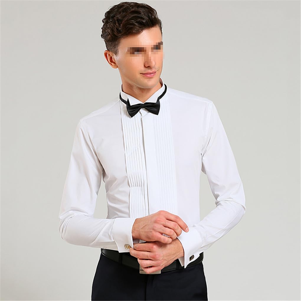 Klassisches Hemd für Herren, formelle Smokinghemden mit schwarzer roter Fliege, Party, Hochzeit, Bräutigam, Hemden, Oberteile, Rot, XXL