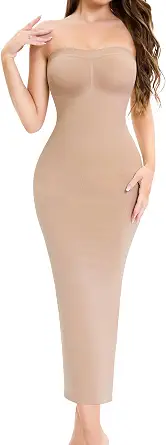Strapless Slip for Under Dresses with Tummy Control and Removable Straps
