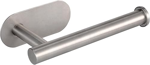 Soporte para papel higiénico autoadhesivo, sin taladrar, para baño, baño, baño, soporte de pared, acero inoxidable (níquel cepillado)