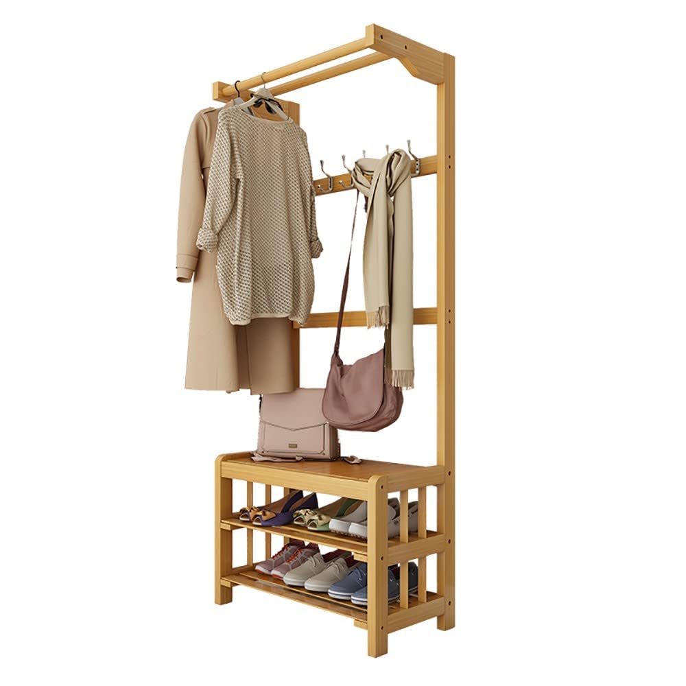 Wykwintny wieszak na ubrania Ławka na buty Wieszak na ubrania Wieszak Wieszak na ubrania Projekt 3 w 1 Stojak na buty z 5 haczykami, wielofunkcyjna półka do przechowywania w przedpokoju, meble z