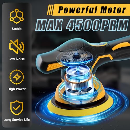 HuuppHip Cordless Car Buffer Polisher for 18/21V Battery, 4500 RPM, 17-Piece Car Polishing Kit Included,Car Detailing/Polishing/Waxing Buffers and Polishers Kit (No Battery) 7 HuuppHip Cordless Car Buffer Polisher for 18/21V Battery, 4500 RPM, 17-Piece Car Polishing Kit Included,Car Detailing/Polishing/Waxing Buffers and Polishers Kit (No Battery) - Image 7