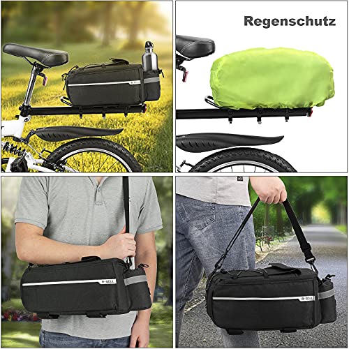 Finew Fahrrad Gepäckträgertasche 10L Isoliertasche Gepäckträgertasche Multifunktionale Hinter Gepäcktasche Wasserdicht Rücksitztasche mit Regenschutz Reflektierend, Schnell Abnehmbare (Patent)