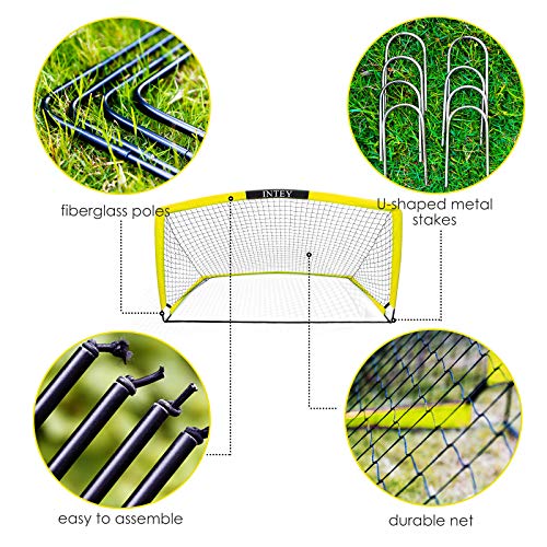 INTEY Soccer Goals, Set of 2- Size 6\'x4\' Portable Foldable Soccer Nets with Carry Bag for Games and Training for backyard for Kids and Teens