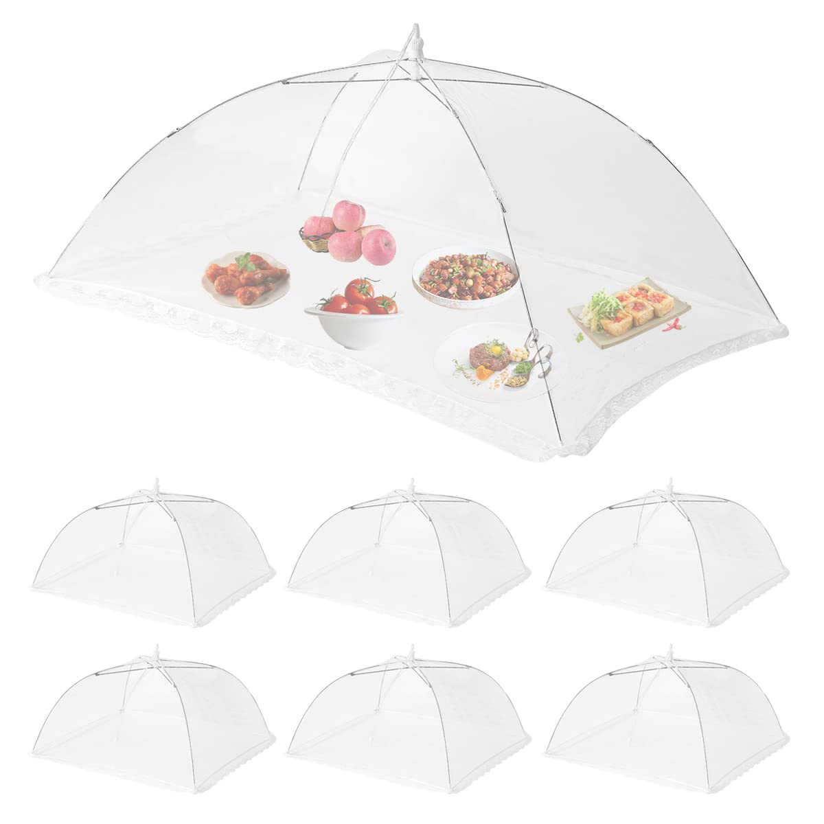 7 Packs Mesh Food Cover for Outside,1 Large 40"X24" and 6 Packs 17"X17" Pop-Up Mesh Screen Food Tent Umbrella Reusable and Collapsible Food Net for Picnic Accessories and Outdoor Party Home Use (B0BVXXM6W9) Amazon Price History, Amazon Price Tracker