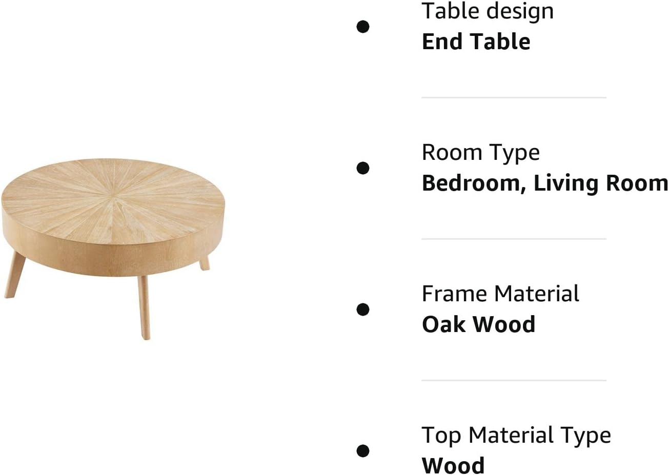 Gexpusm Round Wood Coffee Tables for Living Room, Farmhouse Circle Coffee Table, Rustic Mid Century Wooden Coffee Tables for Apartment, Easy Assembly (Only Coffee Table, 31.50