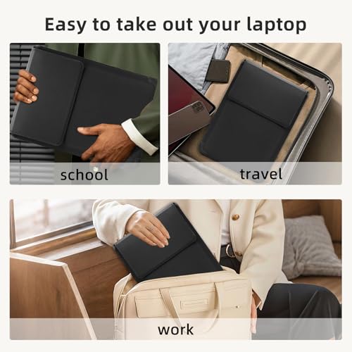 CiimWaa Etui na laptopa 13-14", skóra PU, torba na laptopa z funkcją stojaka, kompatybilne z ASUS Vivobook 14/HP Pavilion X360, czarne