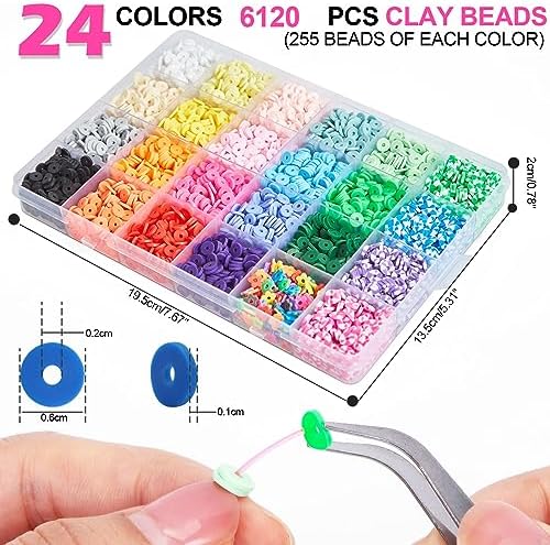 GIFTlet 7100 Pcs Polymer Clay Beads Bracelet Making Kit for Girls Jewellery Making Kit Friendship Bracelet Making Kit Letter Beads for Bracelet Making Set with 24 Colours Bracelet Beads