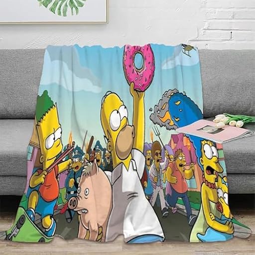 YINGD Manta de forro polar con temática de Los Simpsons, manta de franela para otoño e invierno, súper suave, mullida, cálida, ligera y esponjosa para cama, sofá I-12, 125 x 100 cm | Ya disponible en tu tienda friki favorita! En mundofriki.es!