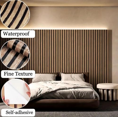 Image of Wallpaper for Walls | Vertical Wood Wall Stickers for Wall Decor | Self Adhersive Wall Paper for Home Kitchen Living Room and Bedroom | 45 Cm X 500 Cm (Dark Wood)