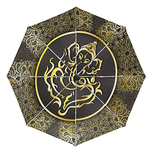 Parapluie pliant automatique motif éléphant indien traditionnel pour homme et femme