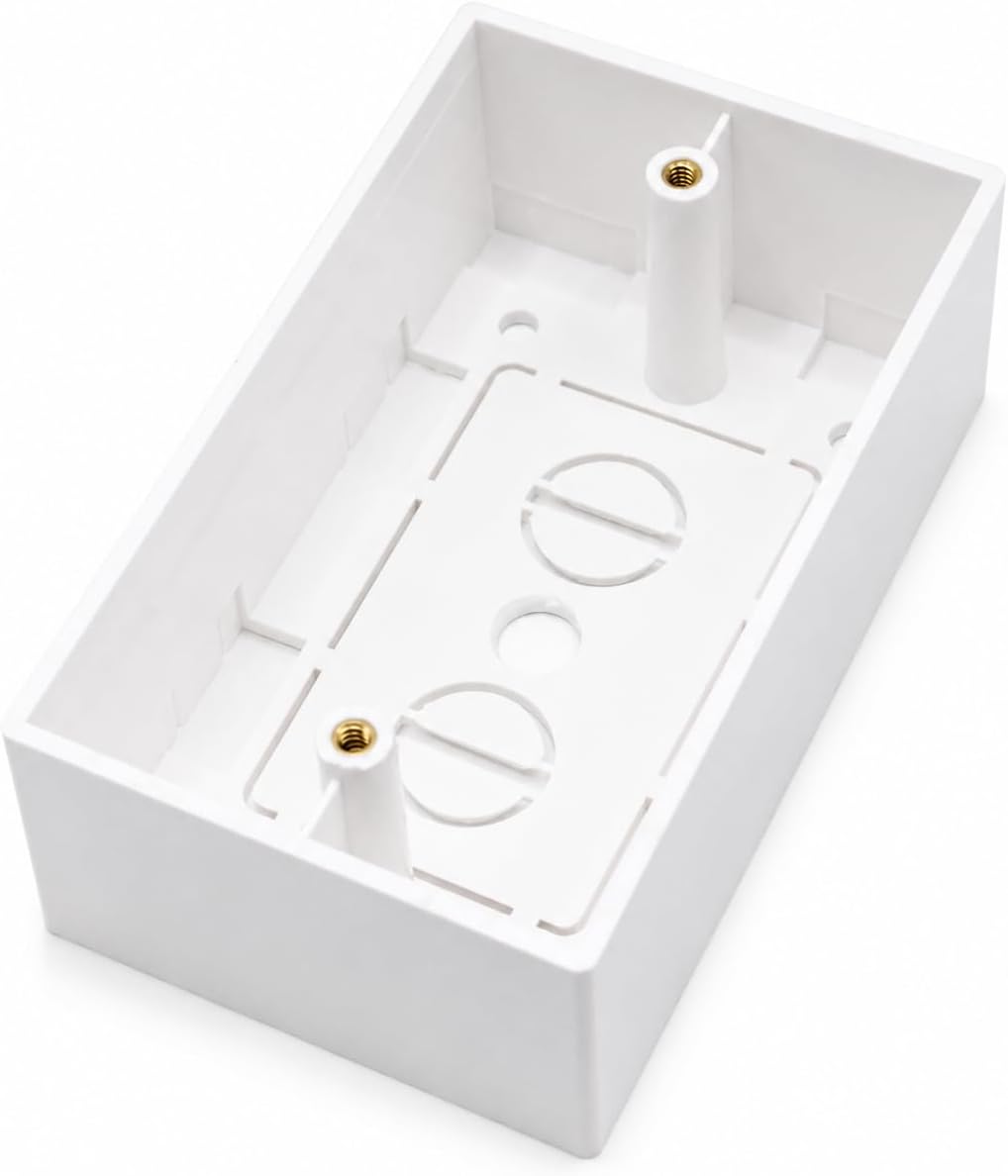 Single Gang Low Voltage Electrical Surface Mount Backbox on Wall 1.37 inch in Depth, White, 5 Pack