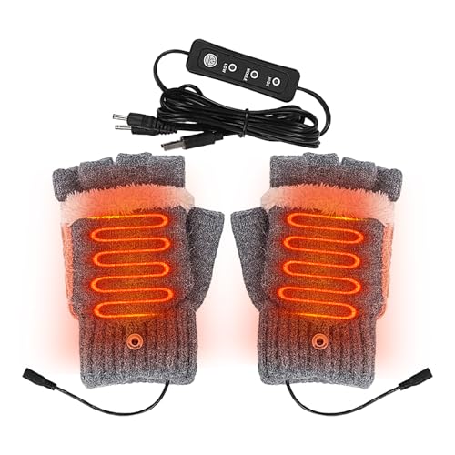 Sionhiuo Gants De Travail Chauffants | 3 Modes Réglable,Hiver Froid Gants Pleins Et Mitaines avec Prise USB - pour Neige Cyclisme Camping Randonnée Ski Temps Froid Travail Maison Hommes Femmes