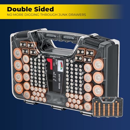 Ontel Battery Daddy Organizer Storage Case & Tester, Holds 180, Charcoal - Image 5