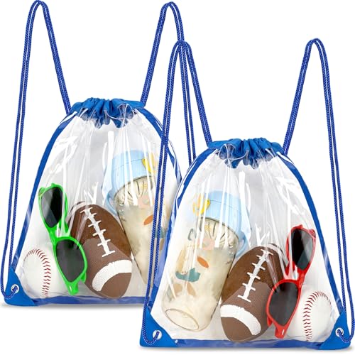 Image of Clear Drawstring Bags for Stadium Events, 12x12 Small Clear Backpack,Concerts, Work, Festivals and Sporting Events Transparent Bag, 2Pack, Blue