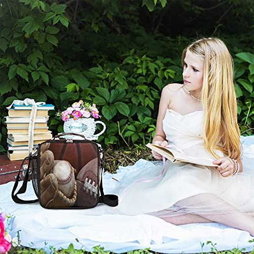 Kids Lunch Box Insulated, Old Baseball Gloves Reusable Lunch Bag With Shoulder Strap, Leakproof Back To School Thermal Meal Prep Tote Kit Lunch Container Cooler Bag For Boys Girls Women Men #TOP3